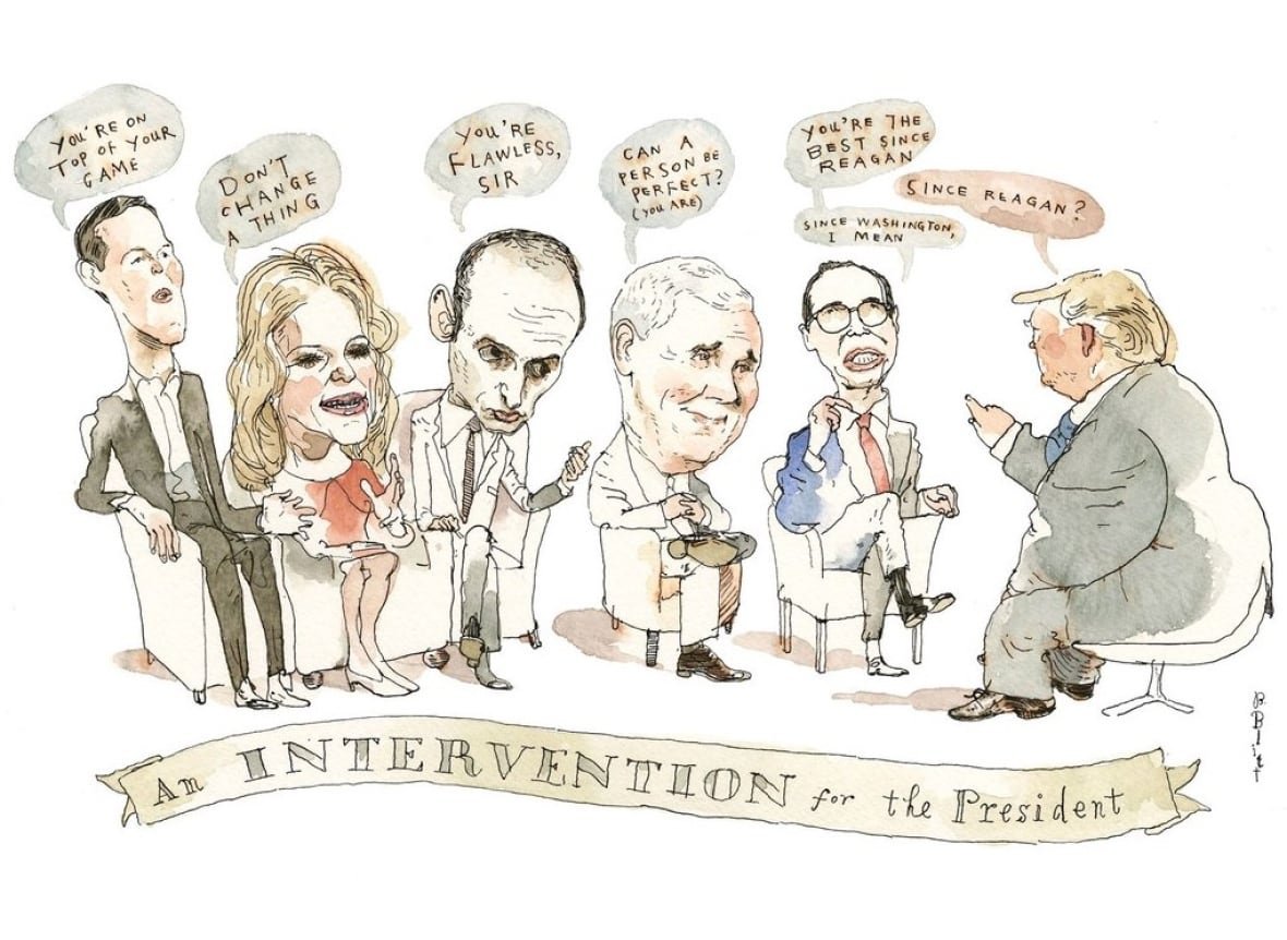 barry-blitt-1 A cartoon featuring Donald Trump and other political figures.