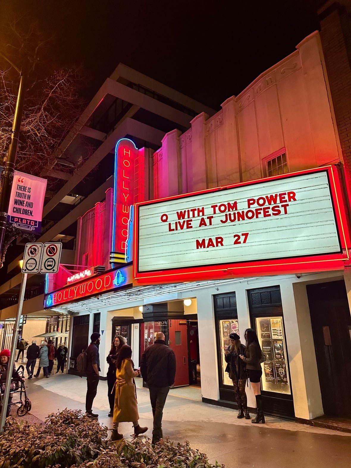 q-at-the-2025-junos An image of a marquee sign that says Q with Tom Power Live at Junofest.