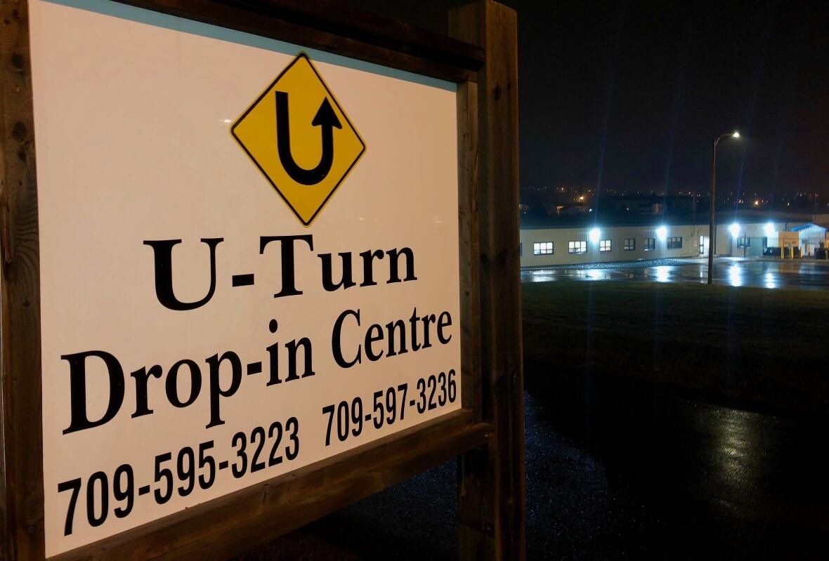 A sign outside the U-Turn Drop-In Centre in Carbonear.